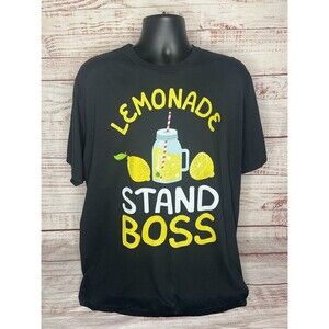 Lemonade Stand Boss Funny Summer Lemon Men’s Black T-Shirt Size 2XL